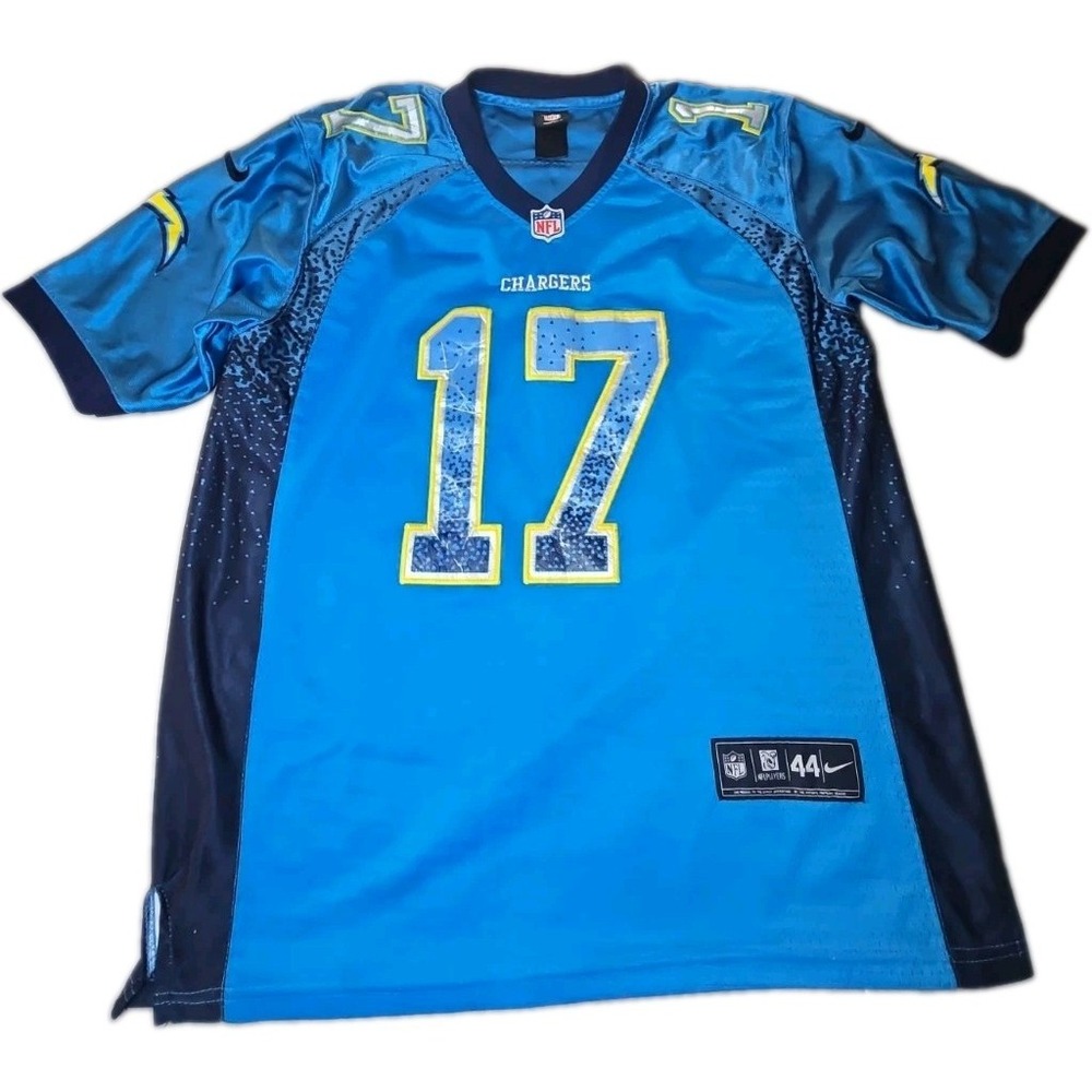 Nike Elite Chargers Philip Rivers 17 Jersey Mens 44 Large Stitched On Field Blue